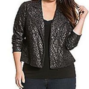 LANE BRYANT BLACK LACE ZIPPER MOTO JACKET SIZE 24